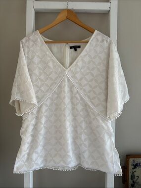 St. John Flutter Silk Blend Sleeve Blouse Top